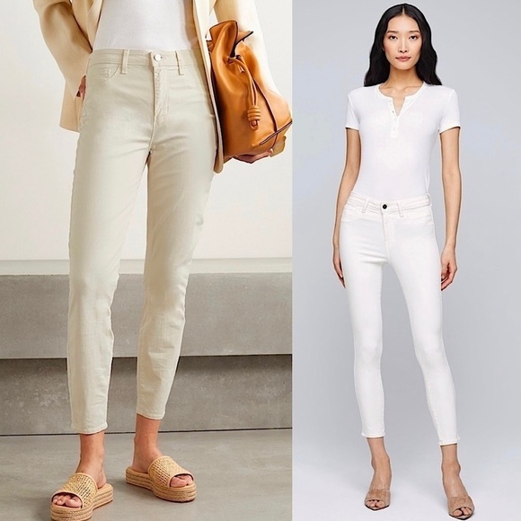 NWT LAGENCE High Rise Beige Stretch Cotton Modal Denim Ankle Crop Skinny Jean 25 - Picture 1 of 12